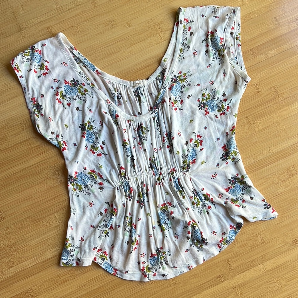 Anthropologie🌻cotton ruched top - S